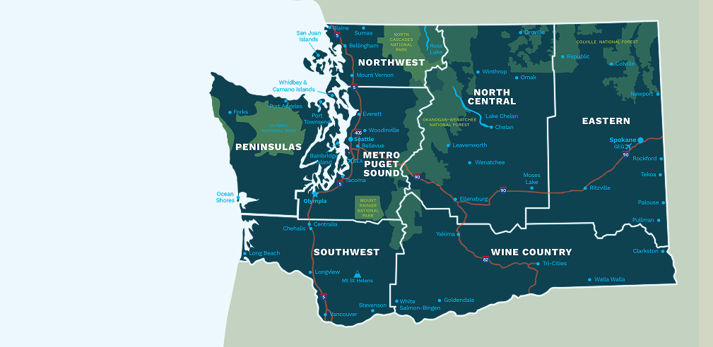 Map of Washington State tourism regions