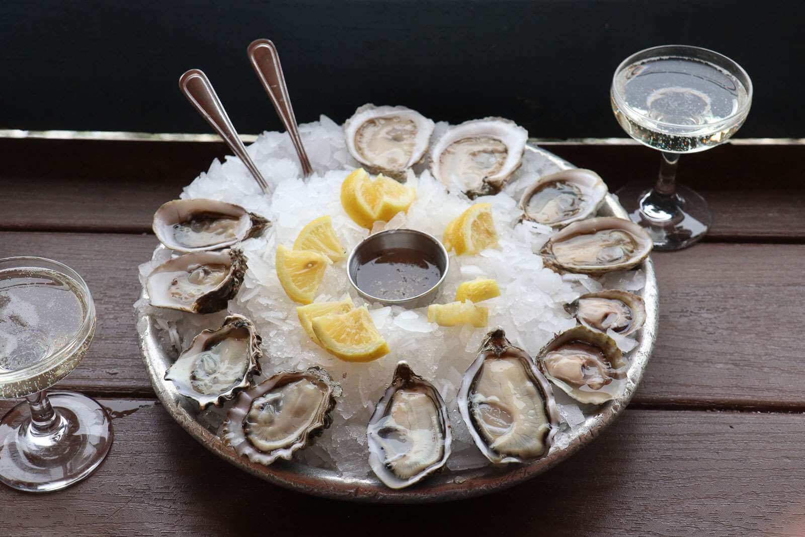 Oysters on the half shell served on ice