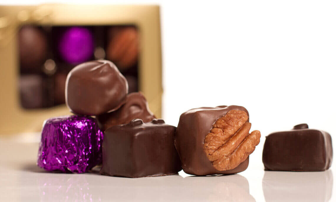 A selection of milk and dark chocolate candies from Halletts Chocolates. 