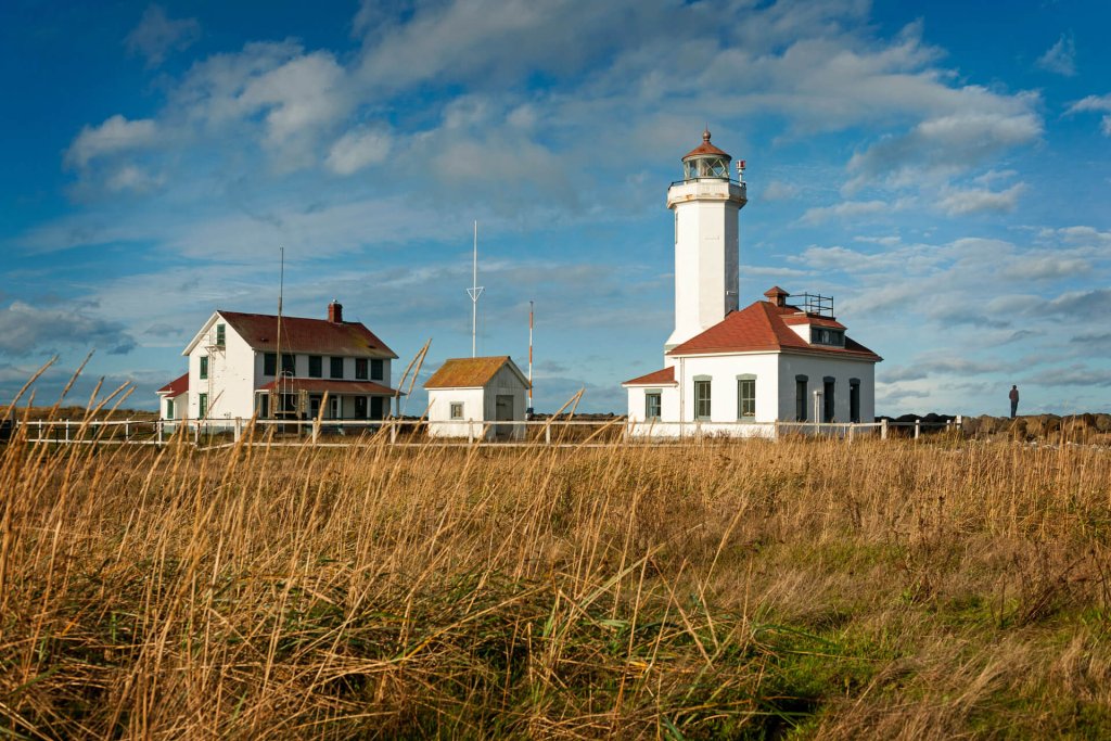 Point Wilson Lighthouse and adjacent building at Fort Worden State Park-Washington State Lighthouses