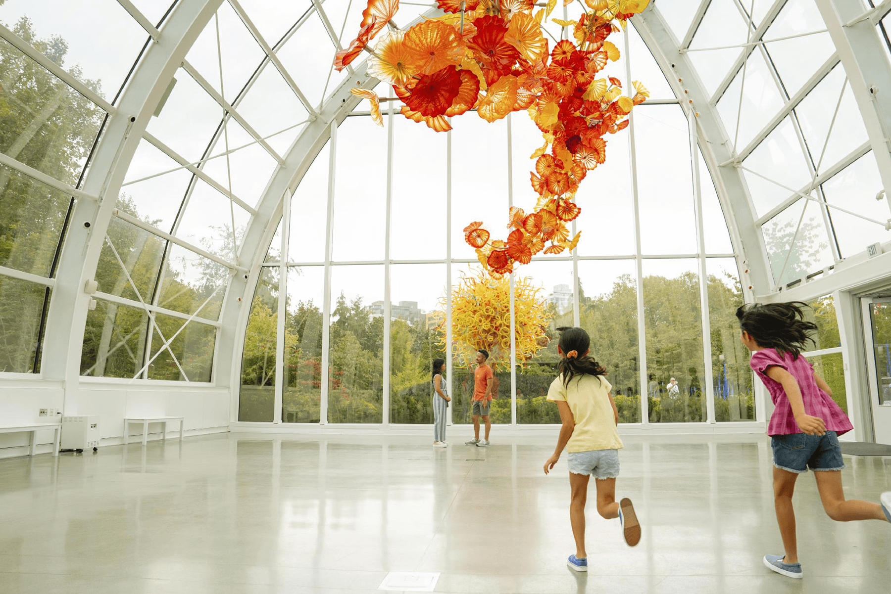 A family explores Chihuly Garden and Glass in Seattle