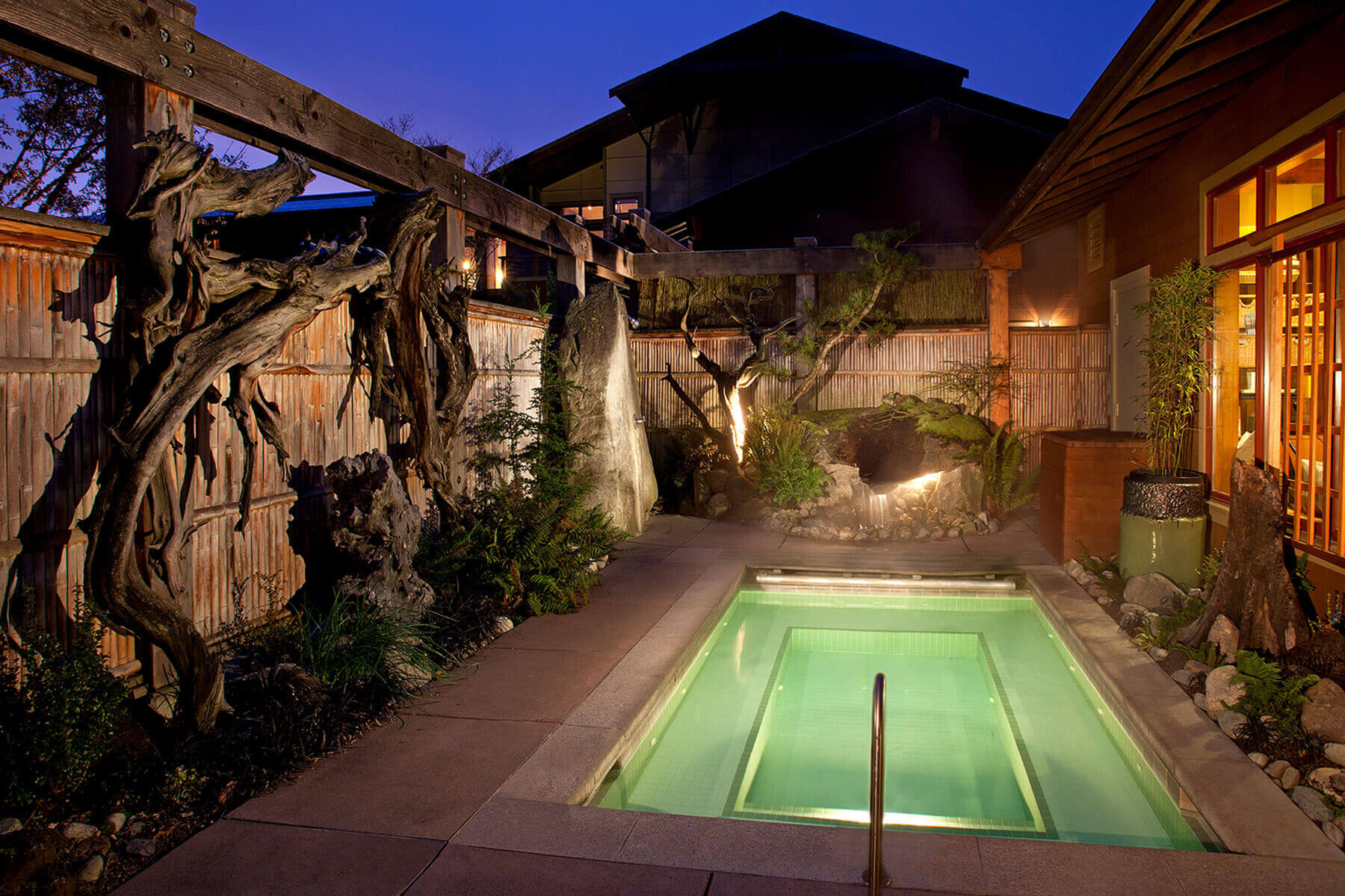 Hot tub at Willows Lodge in Woodinville, WA. 