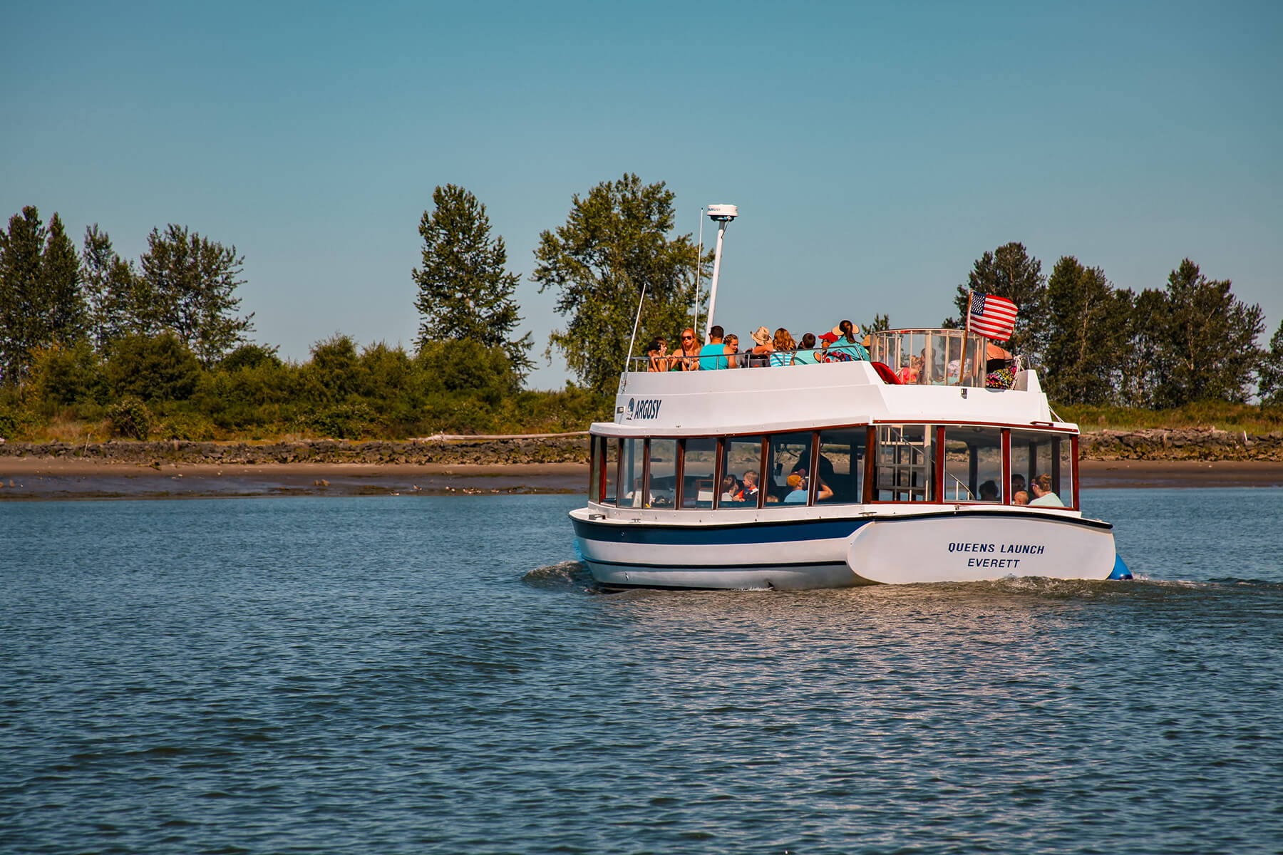 Small ferry traveling from the Port of Everett to Jetty Island. 