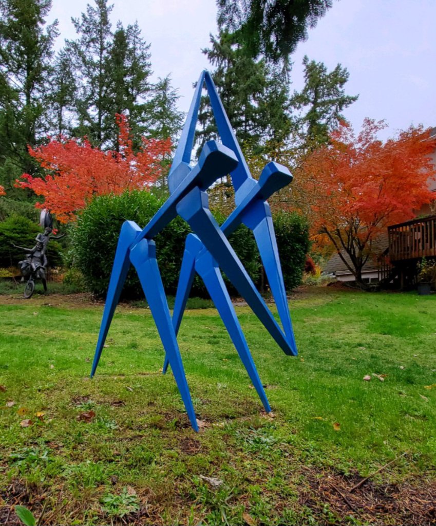 Photo of a blue metal sculpure
