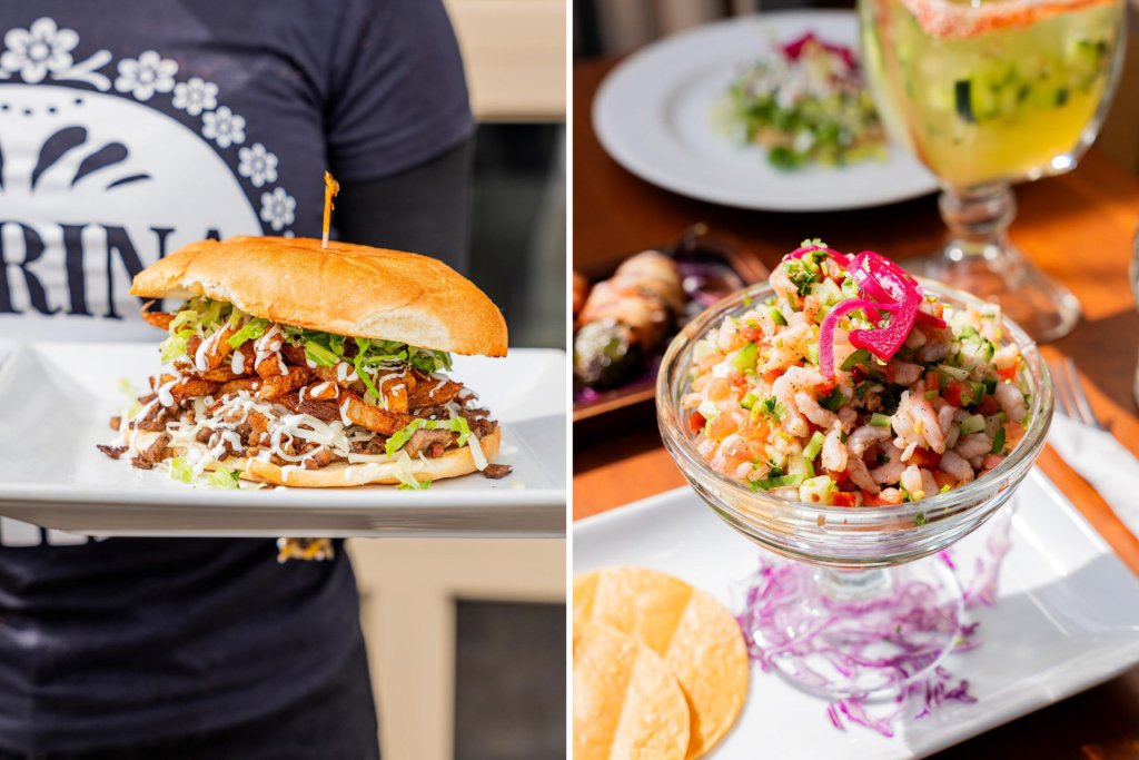 Two side-by-side photos of food from Mexican restaurant in Mount Vernon
