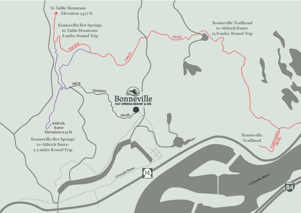 Map showing trail network around Bonneville Hot Springs Resort & Spa