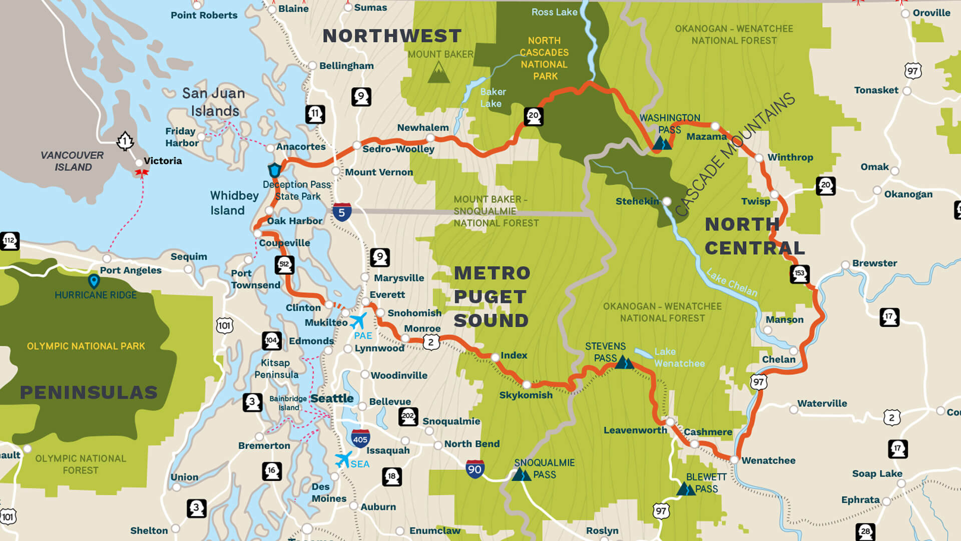 Map of the Cascade Loop Scenic Byway