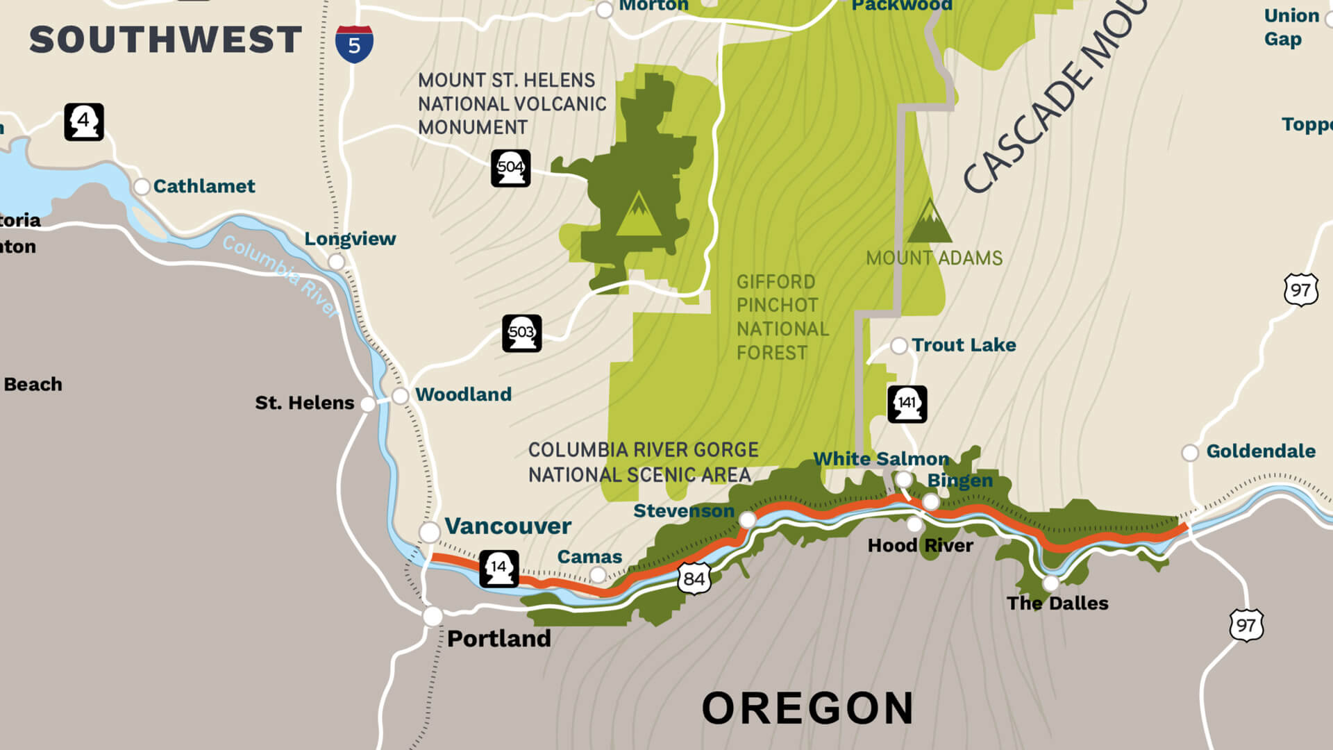 Map of Columbia River Gorge Scenic Byway