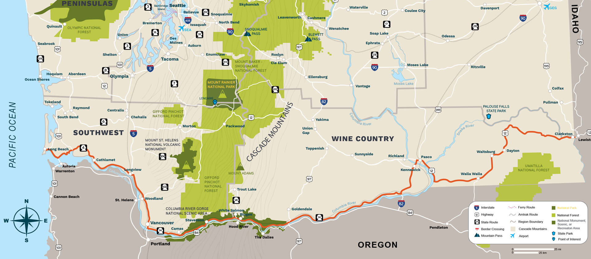 Map of the Lewis and Clark Trail Scenic Byway