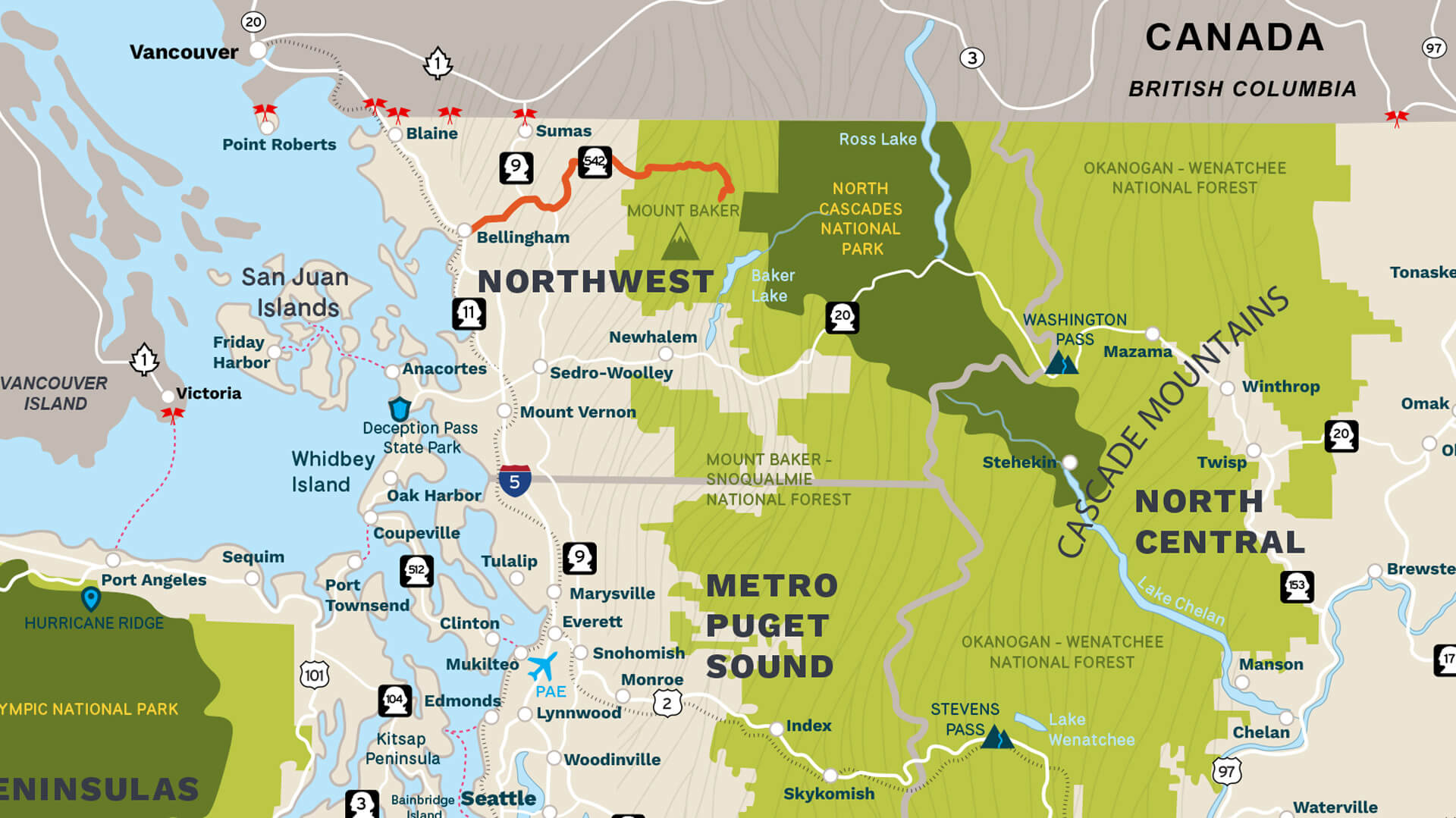 Map of the Mount Baker Scenic Byway