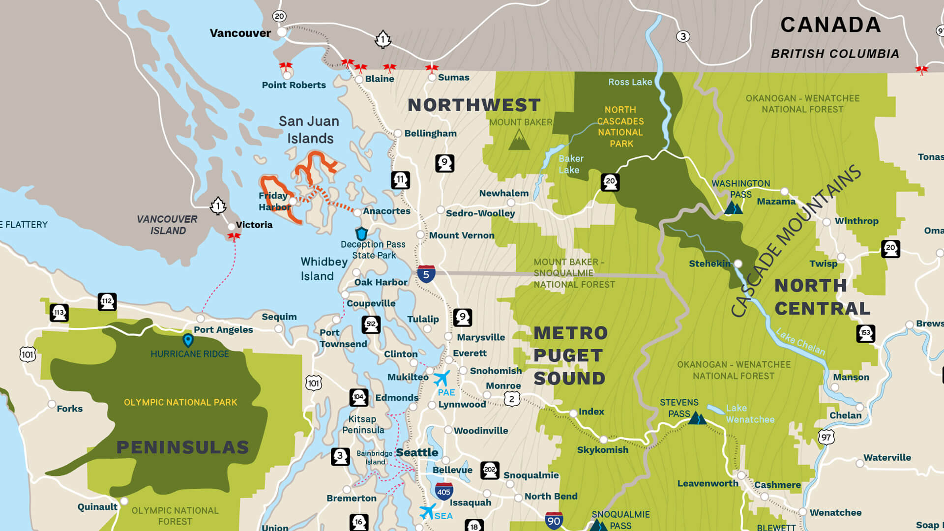 Map of the San Juan Islands Scenic Byway