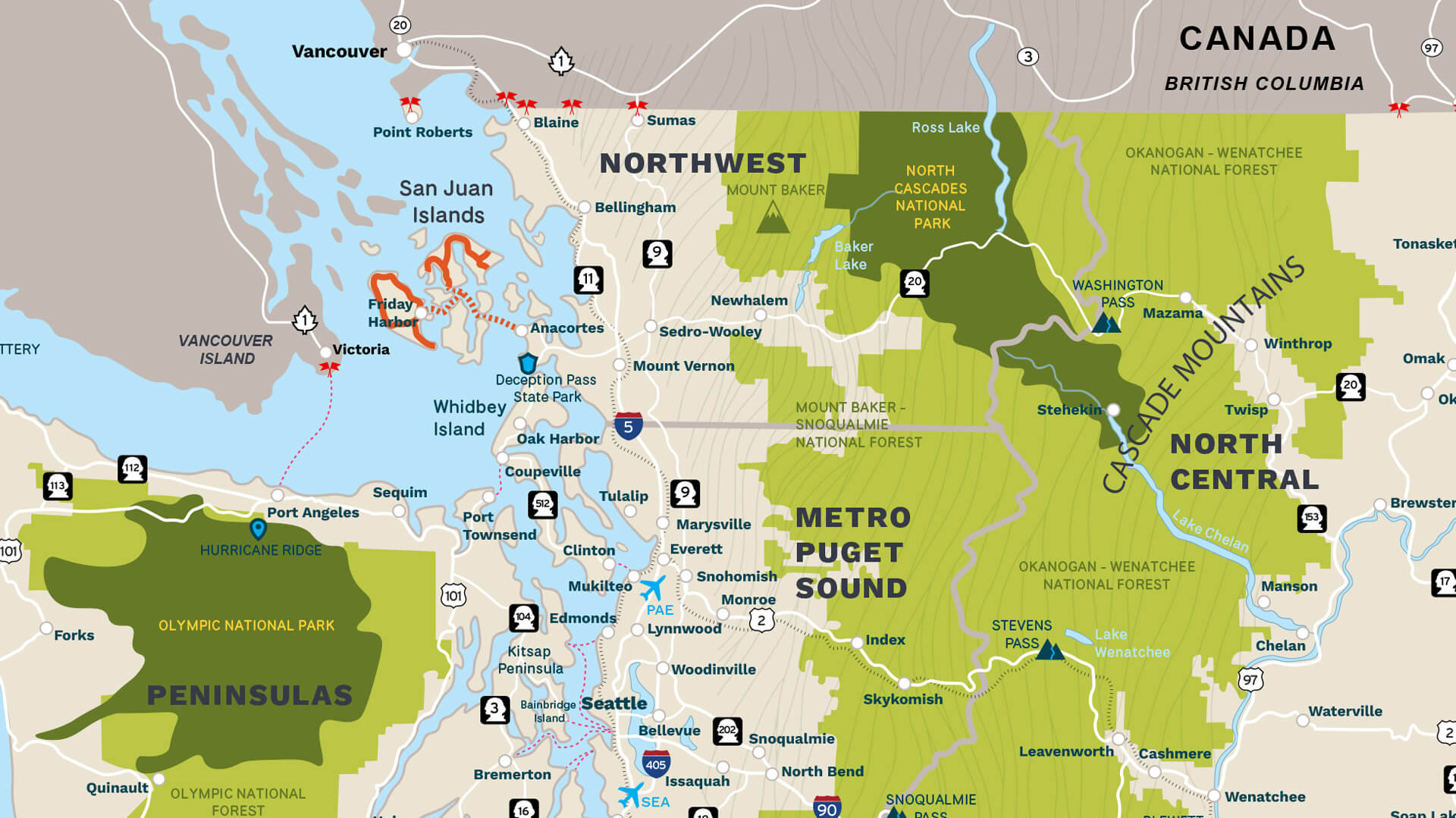 Map of the San Juan Islands Scenic Byway
