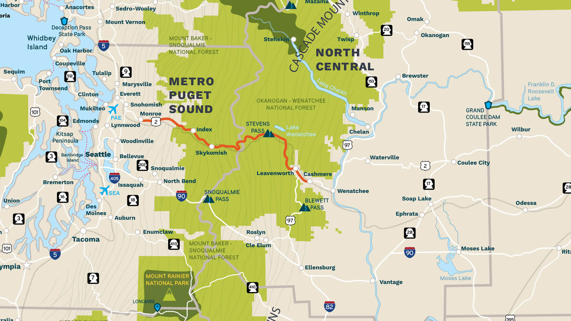 Map of the Stevens Pass Greenway