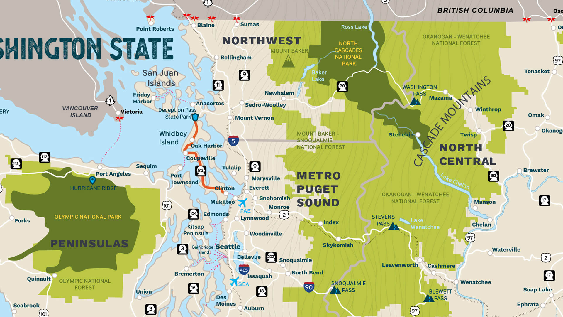 Map of Whidbey Scenic Isle Way