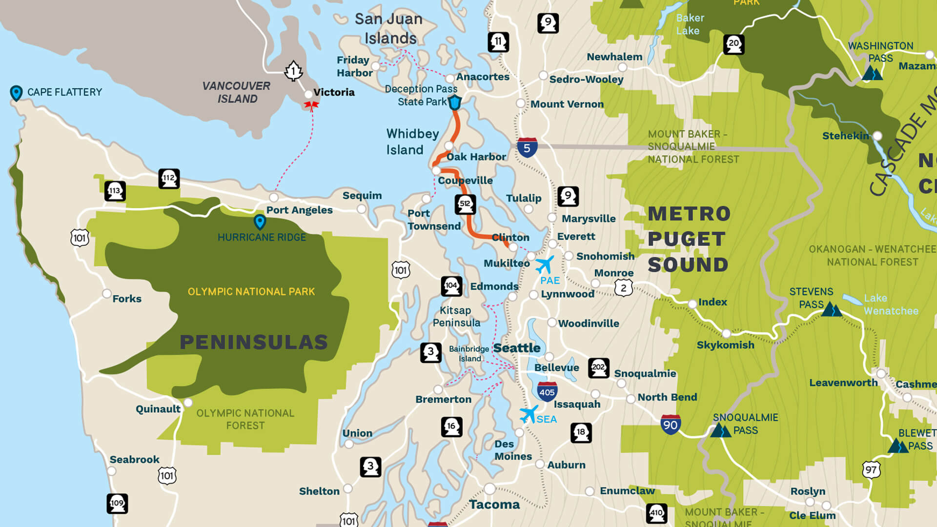 Map of Whidbey Scenic Isle Way