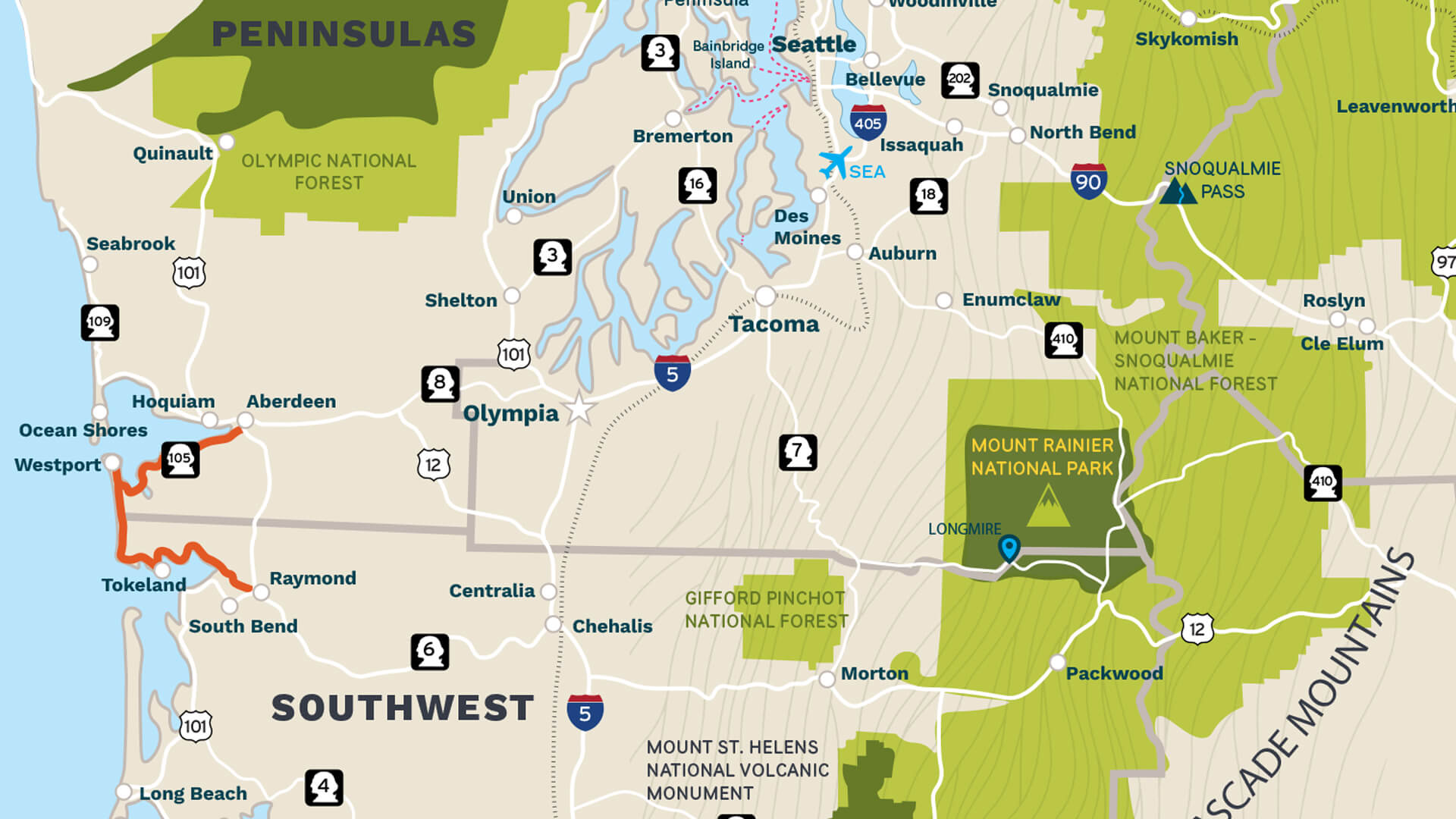 Map of Bay-2-Bay Scenic Byway